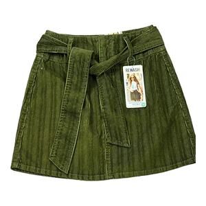 ReWash New With Tags Skirt Juniors 5 / 27 Green Corduroy A Line Mini NWT